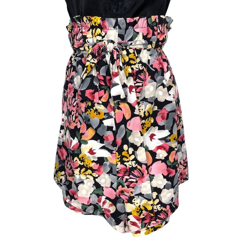 Shein Curve Paperbag Waist Shorts With Tie Bow Floral Size 2XL